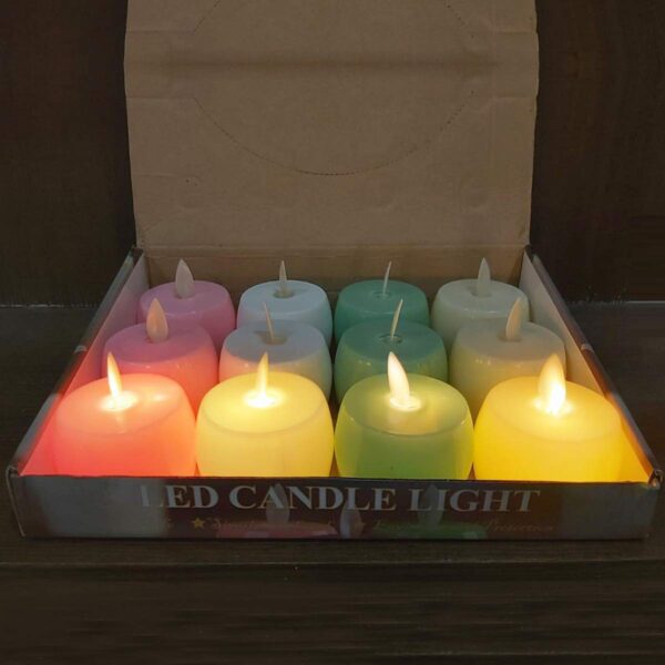 Realistic Swinging LED Candles Multi Colors Candles for Diwali Decoration Pack of 12